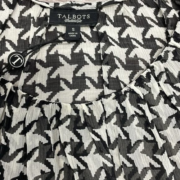 NWT Talbots 100% Silk Houndstooth Blouse with Black Camisole S - Picture 13 of 15